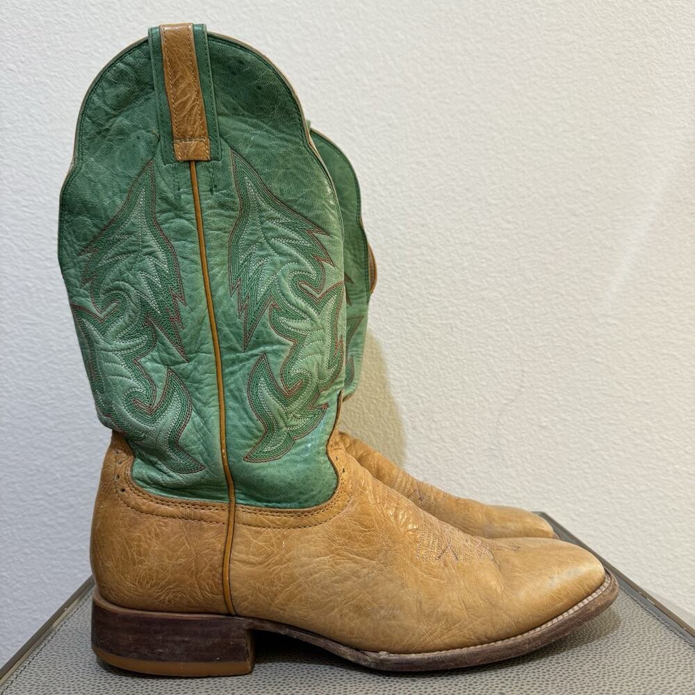 Mens Cowboy Boots Hondo Brown Leather Western USA Made, Size US 12.5 B